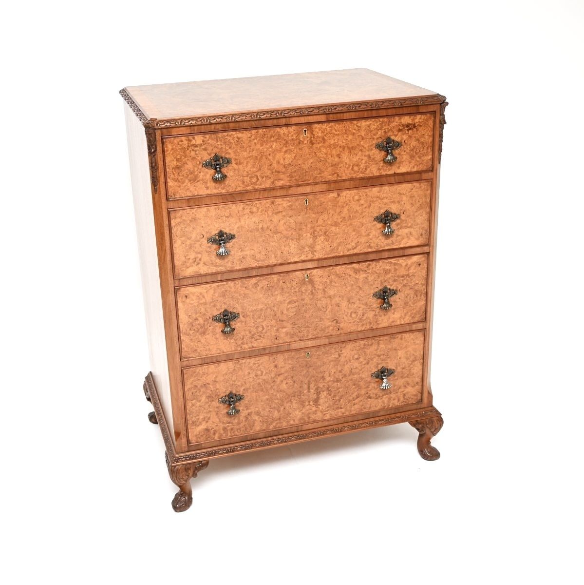 Antique Burr Walnut Chest Of Drawers