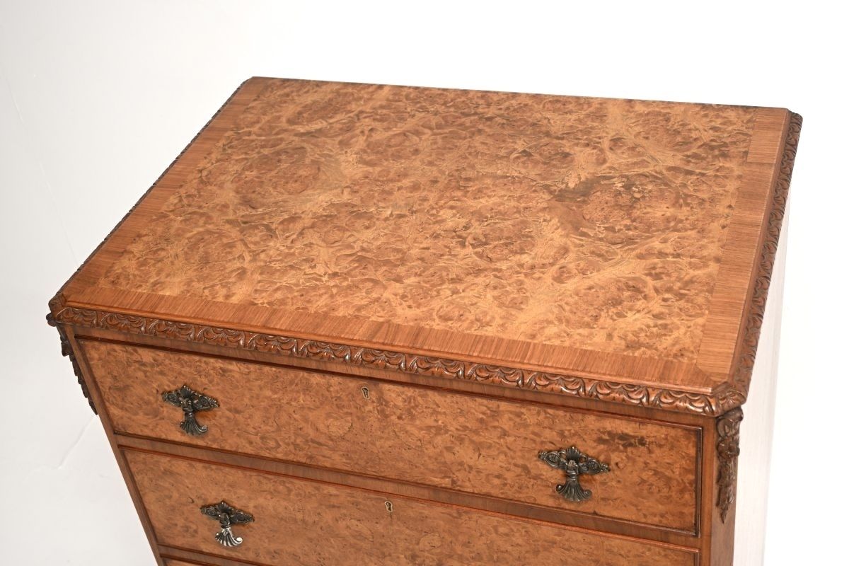Antique Burr Walnut Chest Of Drawers photo for sale