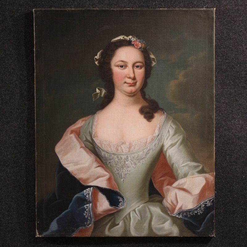Tableau d'époque XIXe siècle, portrait d'une aristocrate photo furniture