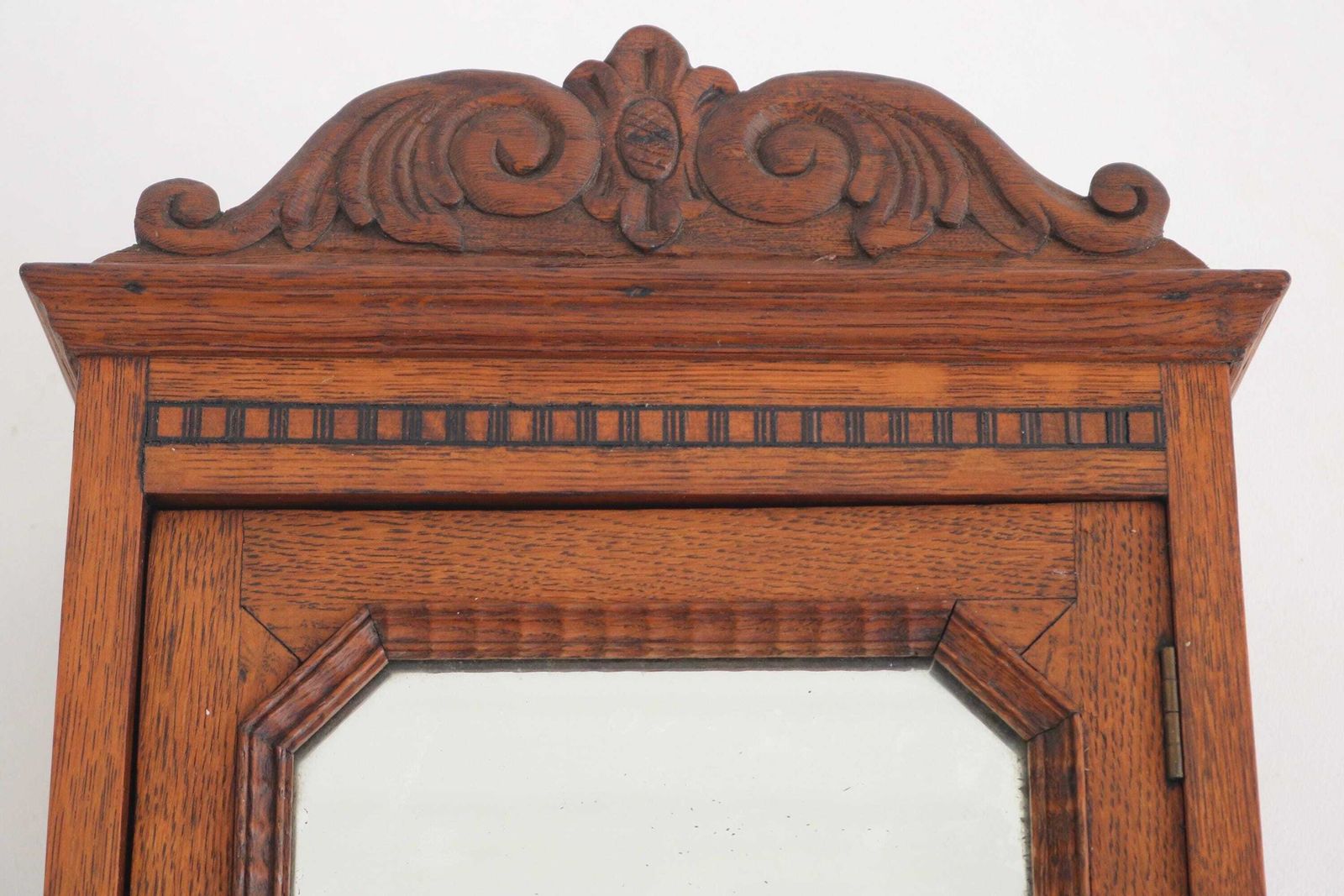 Antique Oak Bathroom Cabinet Mirror Wall Cabinet Secret Compartment Drawer photo for sale