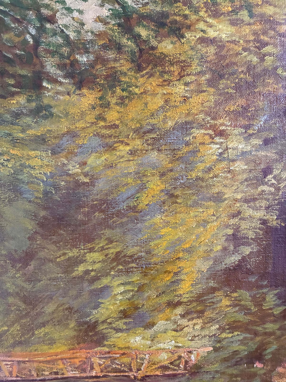 photo for sale Peinture à l'huile vintage, paysage forestier