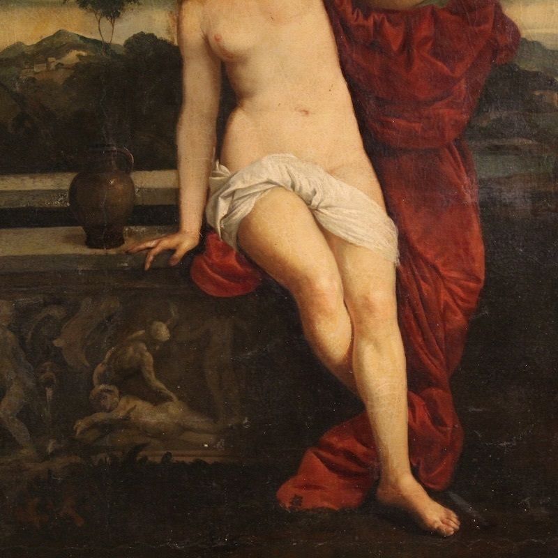 Antiek Italiaans schilderij, Sacrale Liefde, 19e eeuw photo Kunst