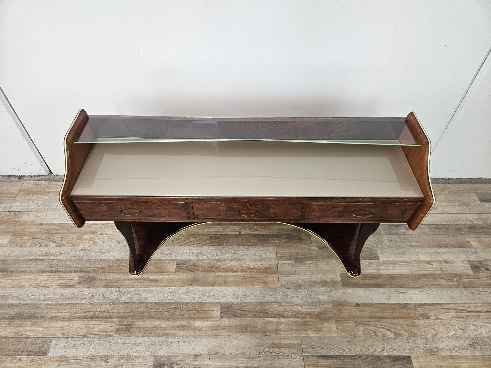 Entrance Dressing Table In Briar Root With Glass Tops, 1950 photo Furniture