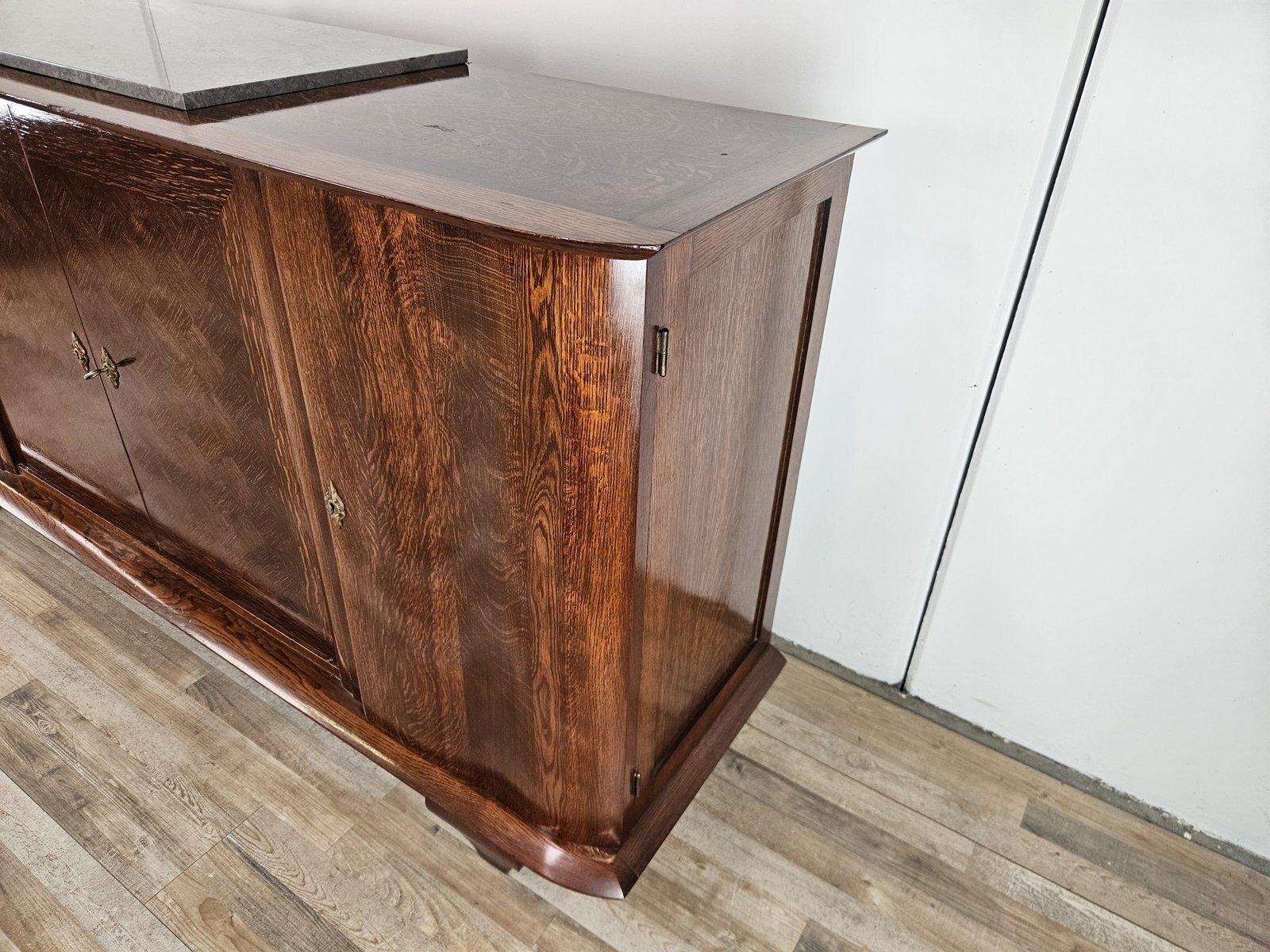 Art Deco Dressoir in Eiken met Marmeren Blad, 1950 photo for sale
