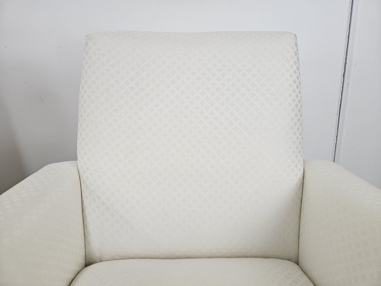 Mid Century Modern Italian Chairs In Cream Fabric With Iron Legs, 1950, Set Of 2 photo vintage