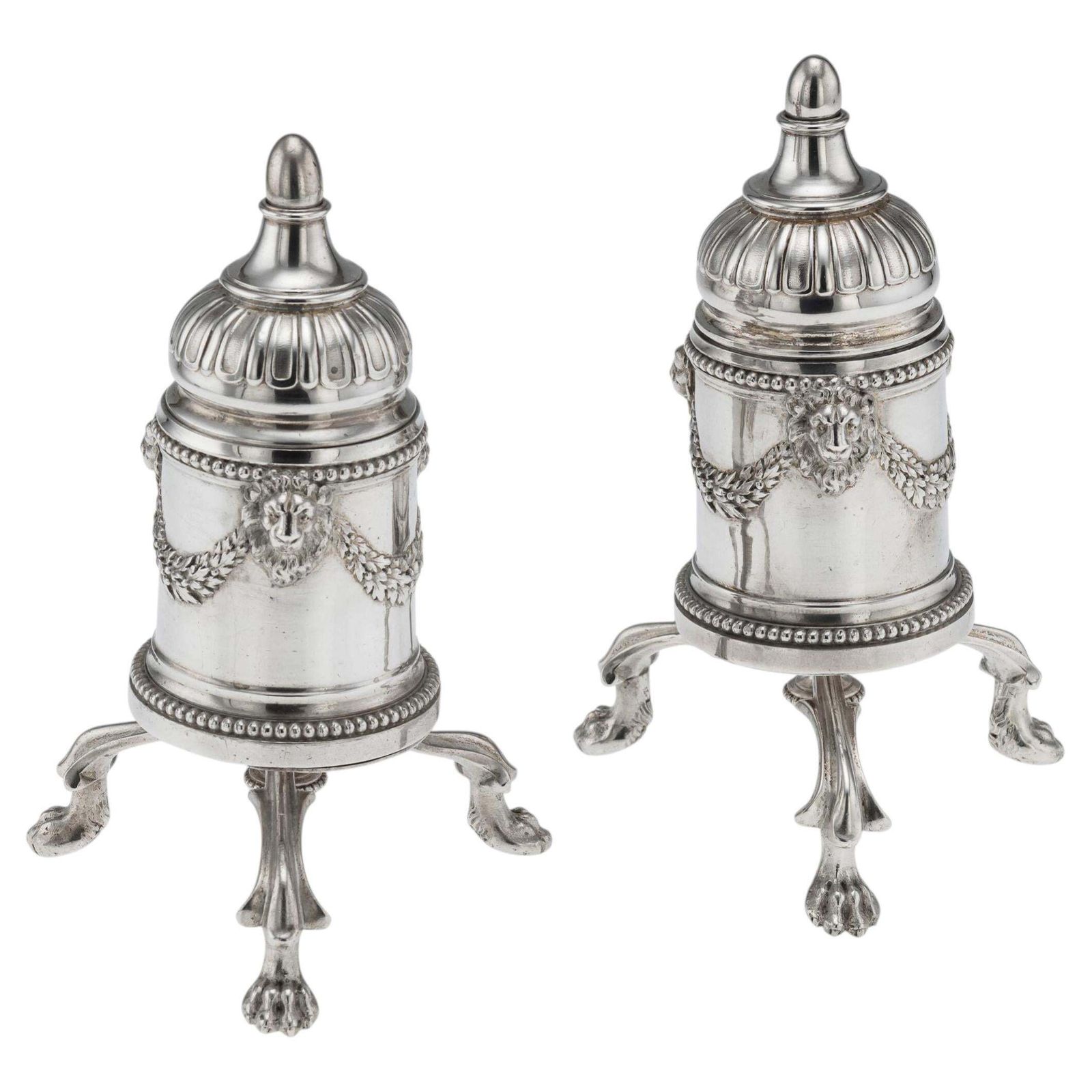 Antique 19thc French Solid Silver Salt And Pepper Mills, Odiot, Paris C.1880