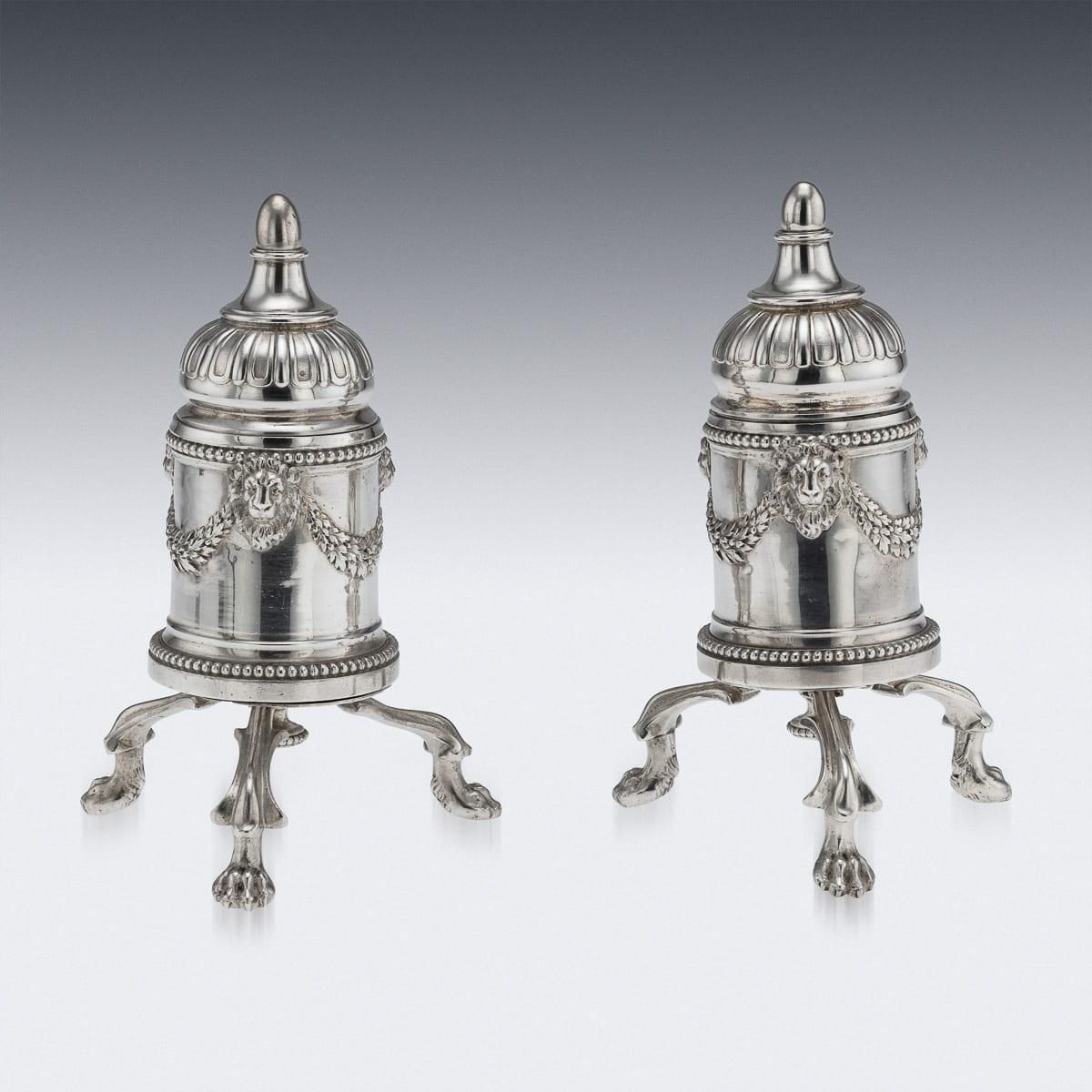 Antique 19thc French Solid Silver Salt And Pepper Mills, Odiot, Paris C.1880 photo for sale