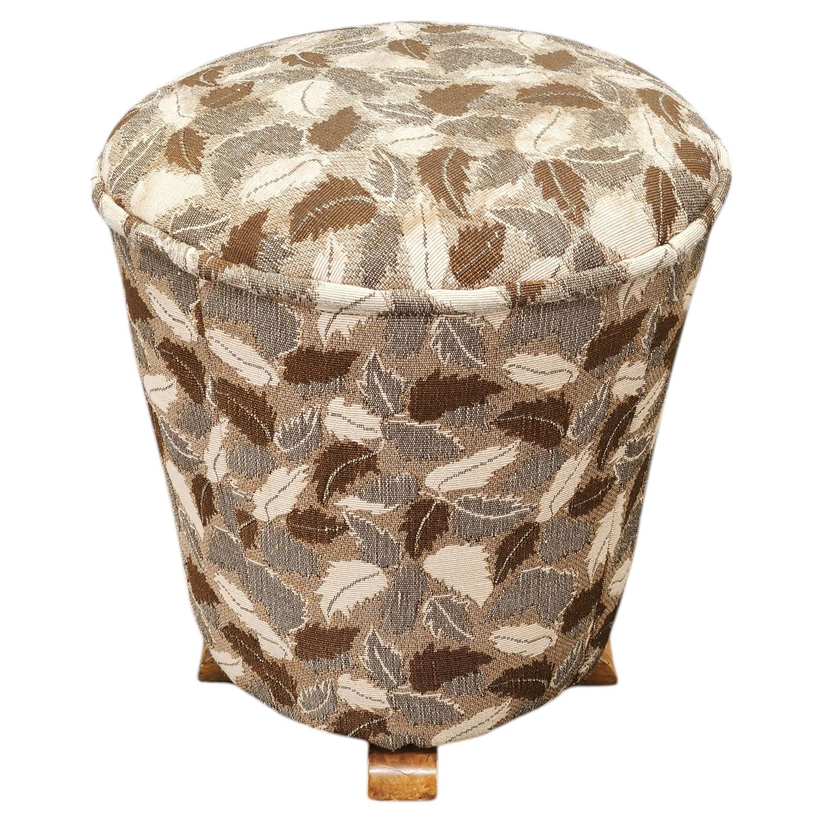 Tsjechoslowaaks Art Deco poef/tabouret met ronde zitting, jaren 1930