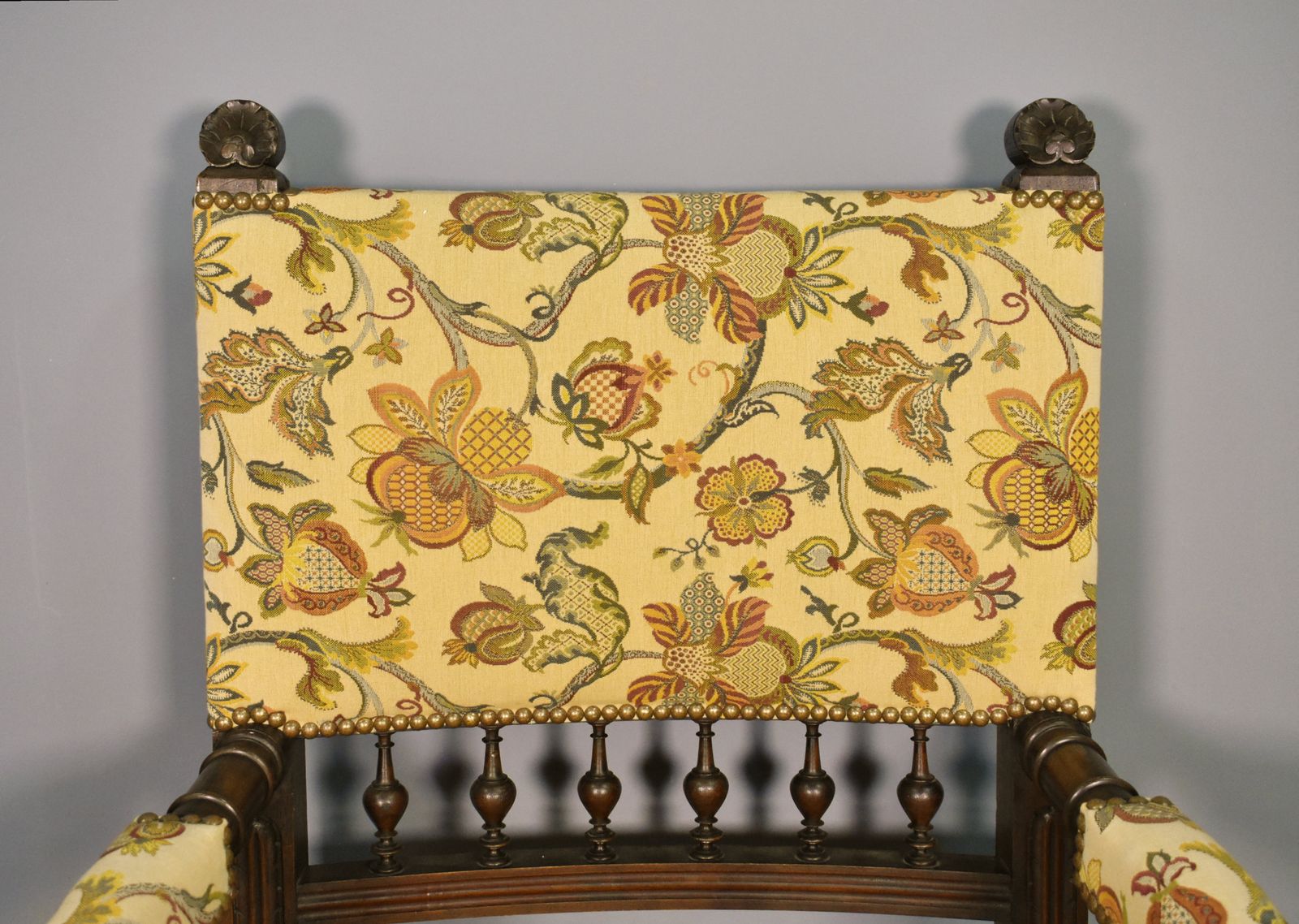 photo furniture French Antique Upsholstered Armchair In Walnut Transitional Renaissance Revival