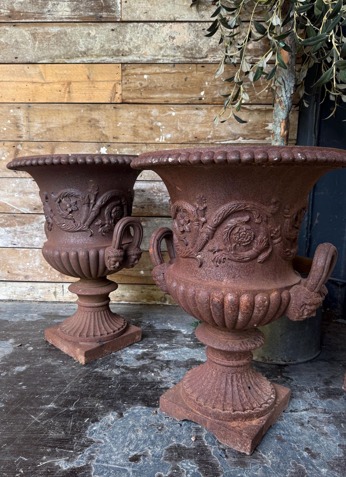 Garden Decor 19th Century Cast Iron French Neoclassical Urns photo