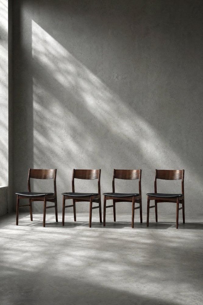 photo buy Mid-Century Scandinavian Modern eetkamerstoelen in beuk en palissander, jaren 1960, set van 4