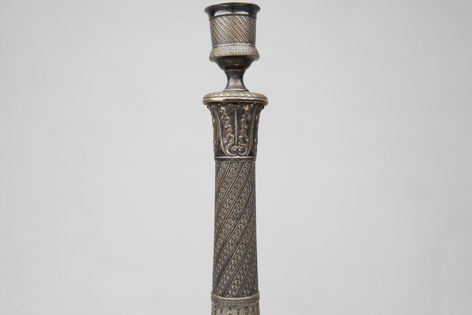 Large French Silvered Copper Candlestick, 1890s photo vinterior