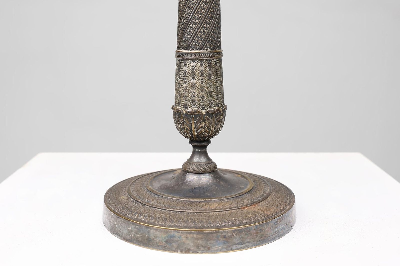 Large French Silvered Copper Candlestick, 1890s photo buy