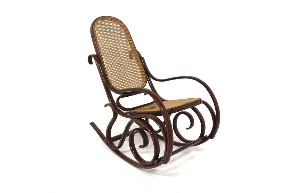 Rocking Chair In Beech And Cane From Fischel, Vienna, Austria, 1930s
