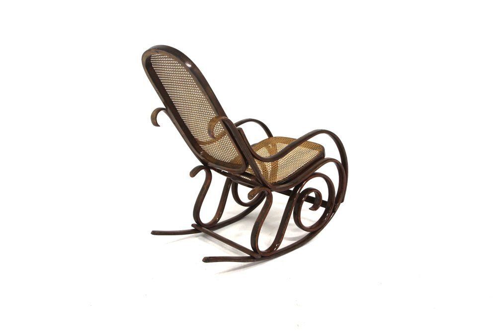 Rocking-chair Fischel en hêtre et cannage, Vienne, Autriche, années 1930 photo for sale