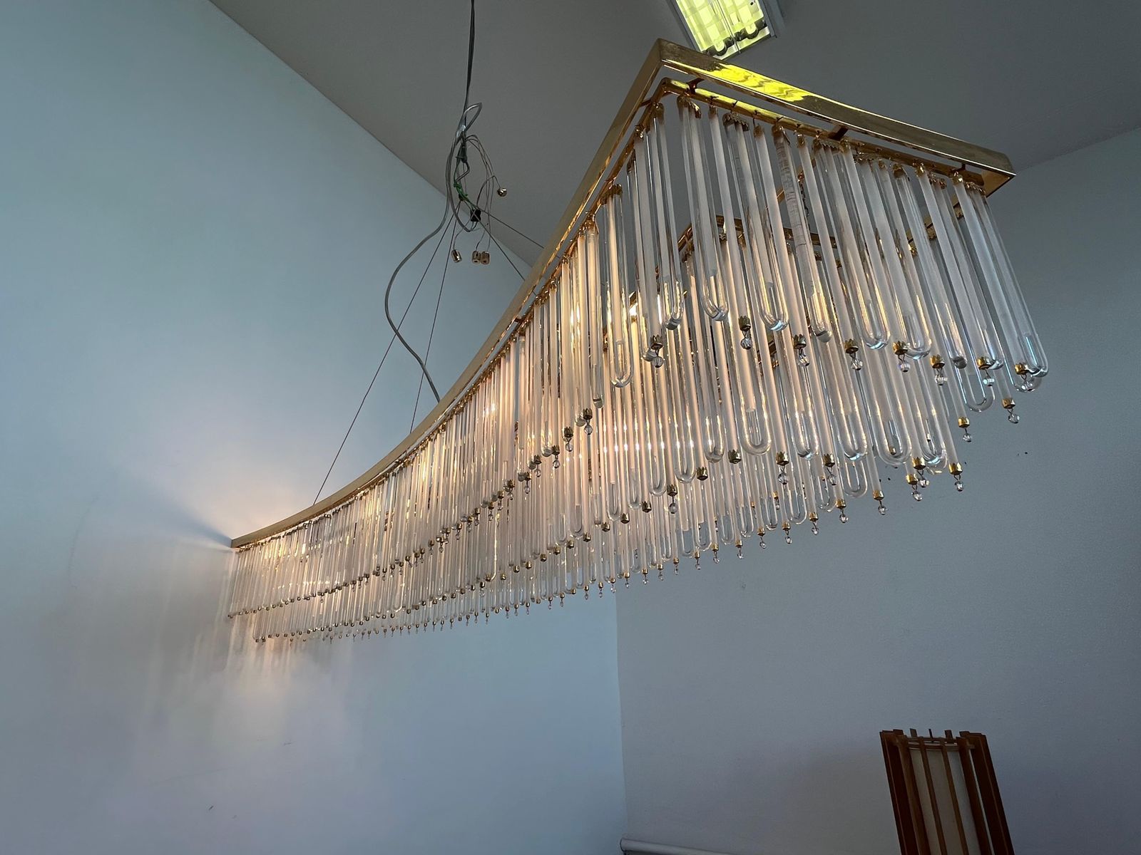 Verlichting Groot handgemaakt XXL glazen en messing Oostenrijkse kroonluchter — jaren 1980 photo