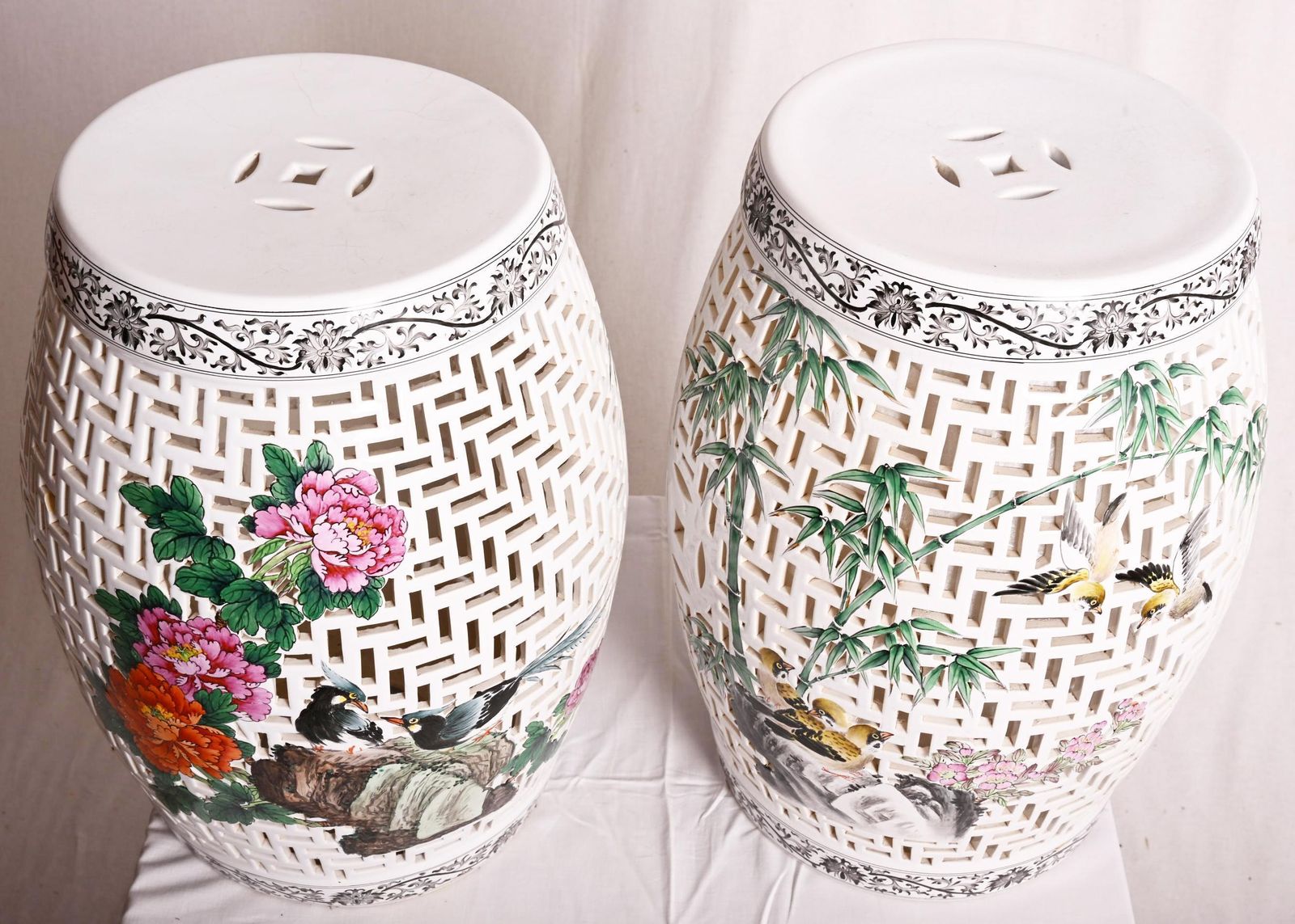 Ceramic Handmade Multi Color Chinese Illuminated Garden Stool Lantern photo buy