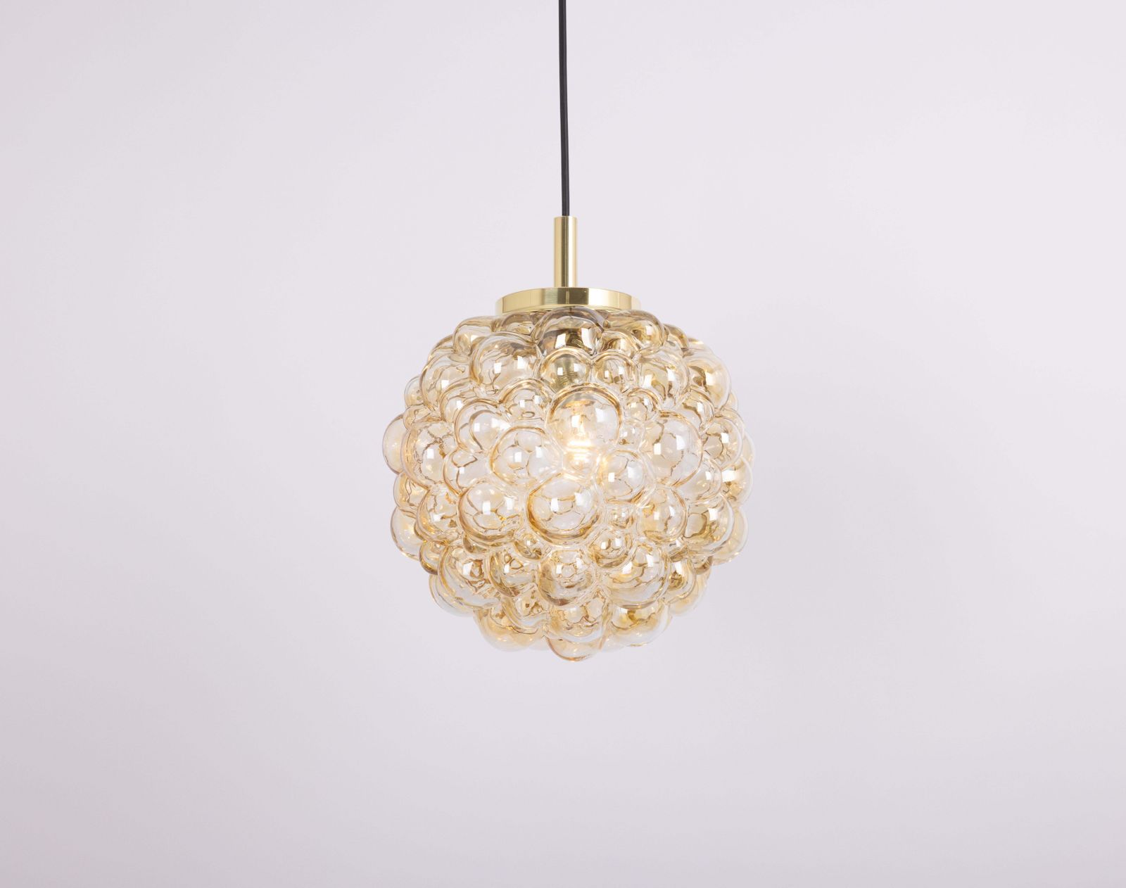 Grote Amber Bubbel Glazen Hanglamp van Helena Tynell voor Limburg, Duitsland, jaren 1970 photo vintage