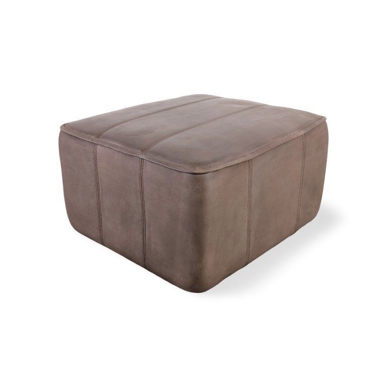 2 poufs de Sede mid-century en cuir de buffle, marron photo for sale