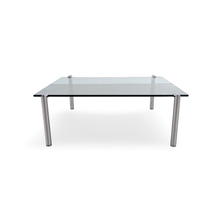 Mid Century Design Coffee Table, Glass And Metal, Like Draenert 1980