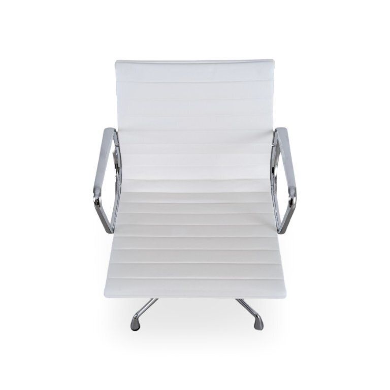 Fauteuil Vitra EA 108 en cuir blanc/crème, par Charles & Ray Eames photo for sale