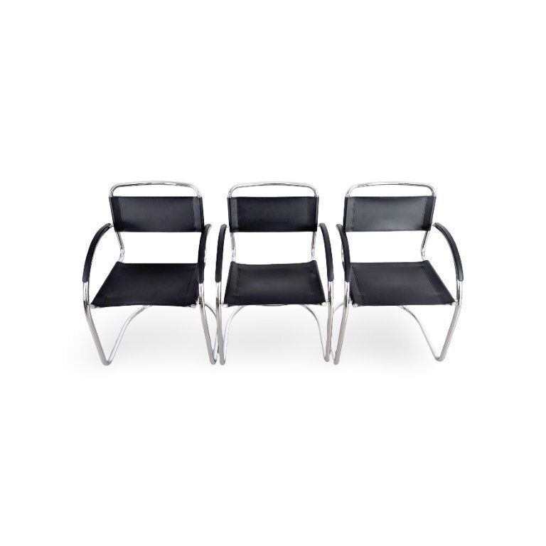 Set Of 3 Bauhaus Cantilever Chairs, Mid Century Style, Italian Black photo furniture