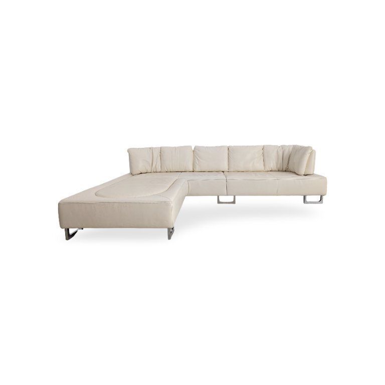 Canapé d'angle modulable De Sede DS 165 en cuir crème