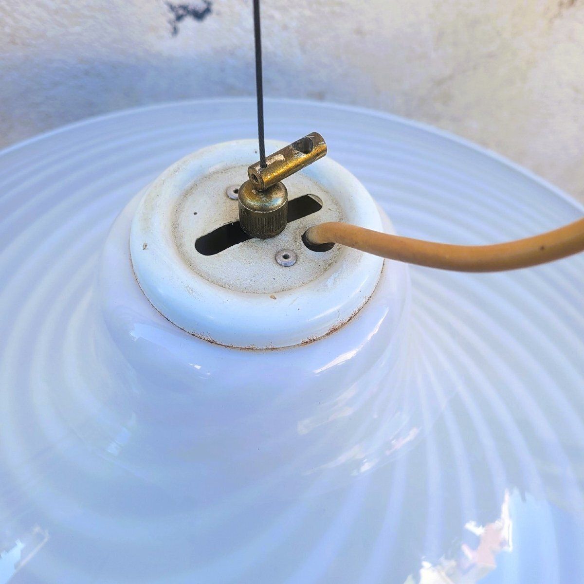 Suspension en verre de Murano à spirale, design années 1970 photo Luminaires