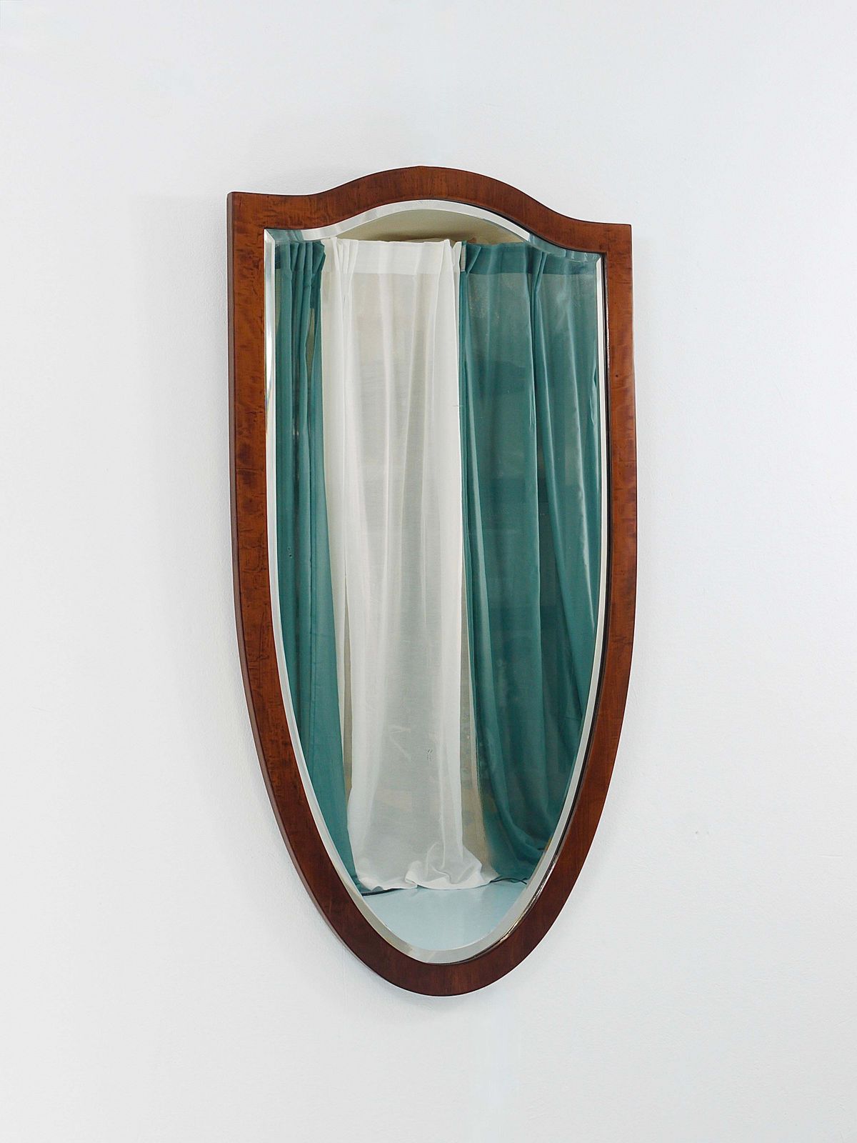 Early Biedermeier Large Antique Pearwood Shield Wall Mirror, Vienna, 1820s photo for sale