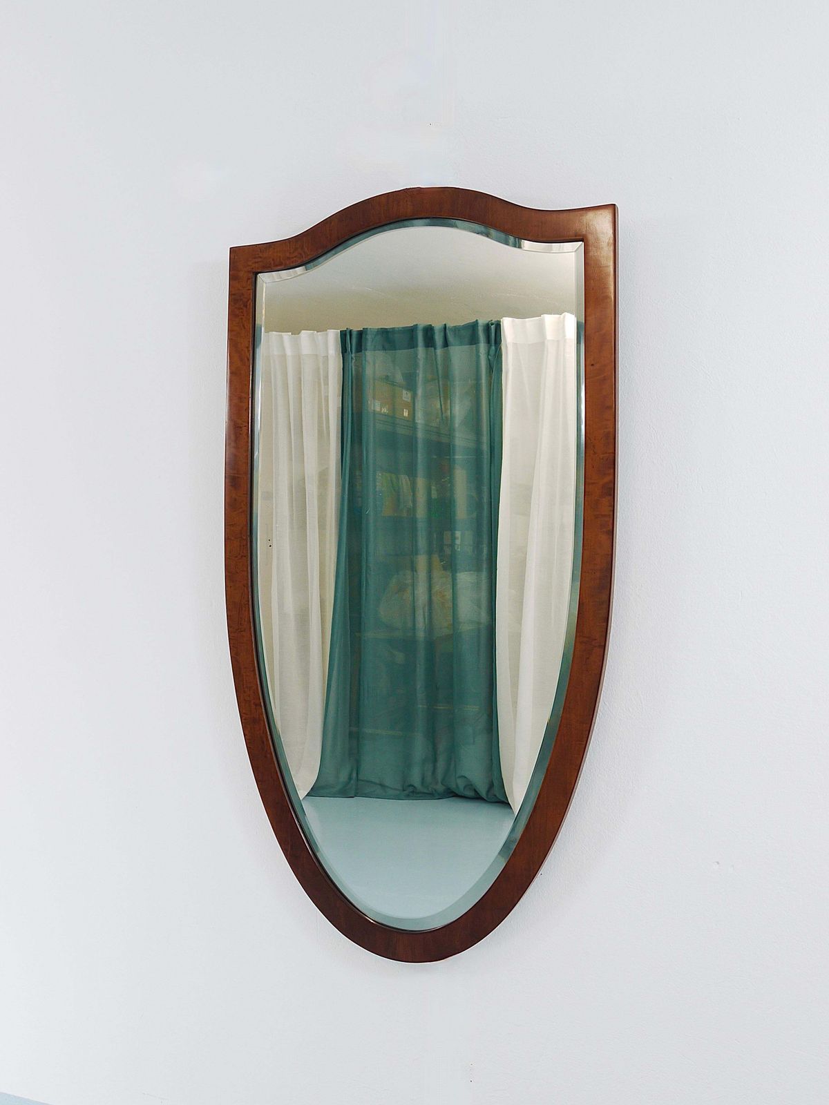 Early Biedermeier Large Antique Pearwood Shield Wall Mirror, Vienna, 1820s photo vintage