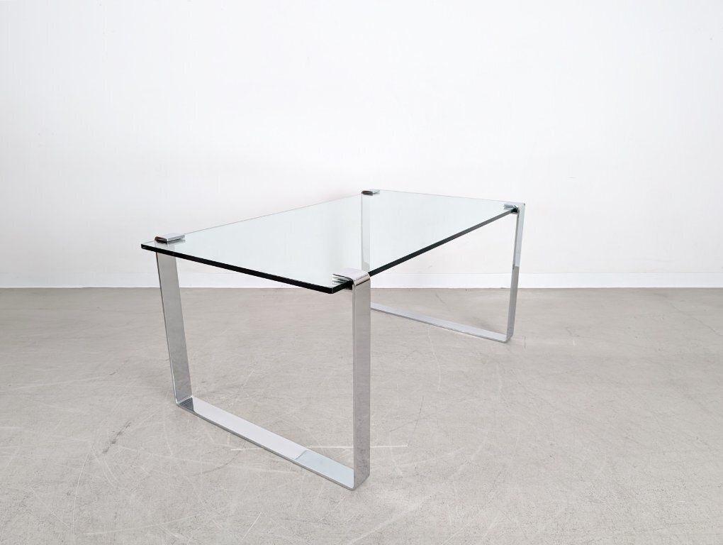 Original Draenert Glass Dining Table, Classic Design, Chrome Finish photo Furniture