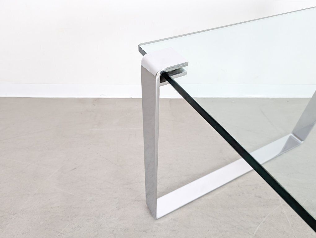 Original Draenert Glass Dining Table, Classic Design, Chrome Finish photo vintage