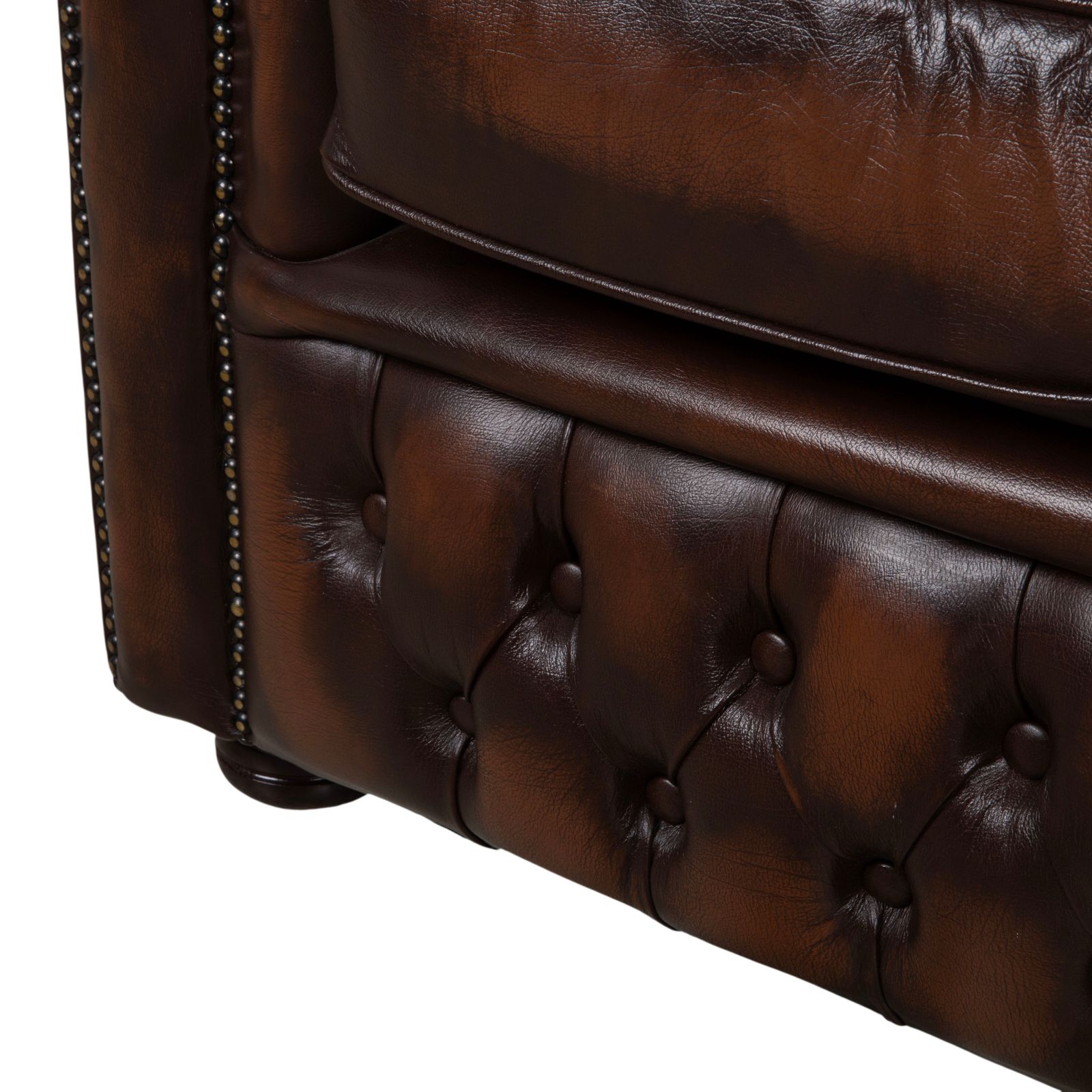 Canapé Chesterfield Von Wilmowky Yates en cuir, 4 places, brun, vintage photo vinterior