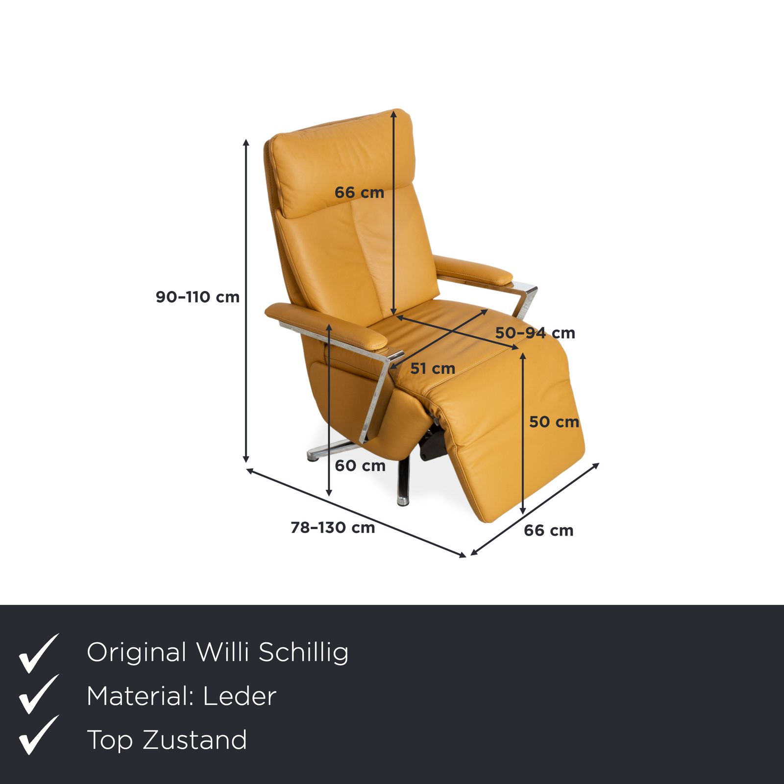 Fauteuil Willi Schillig en cuir ocre orange, fonction électrique pivotant photo furniture