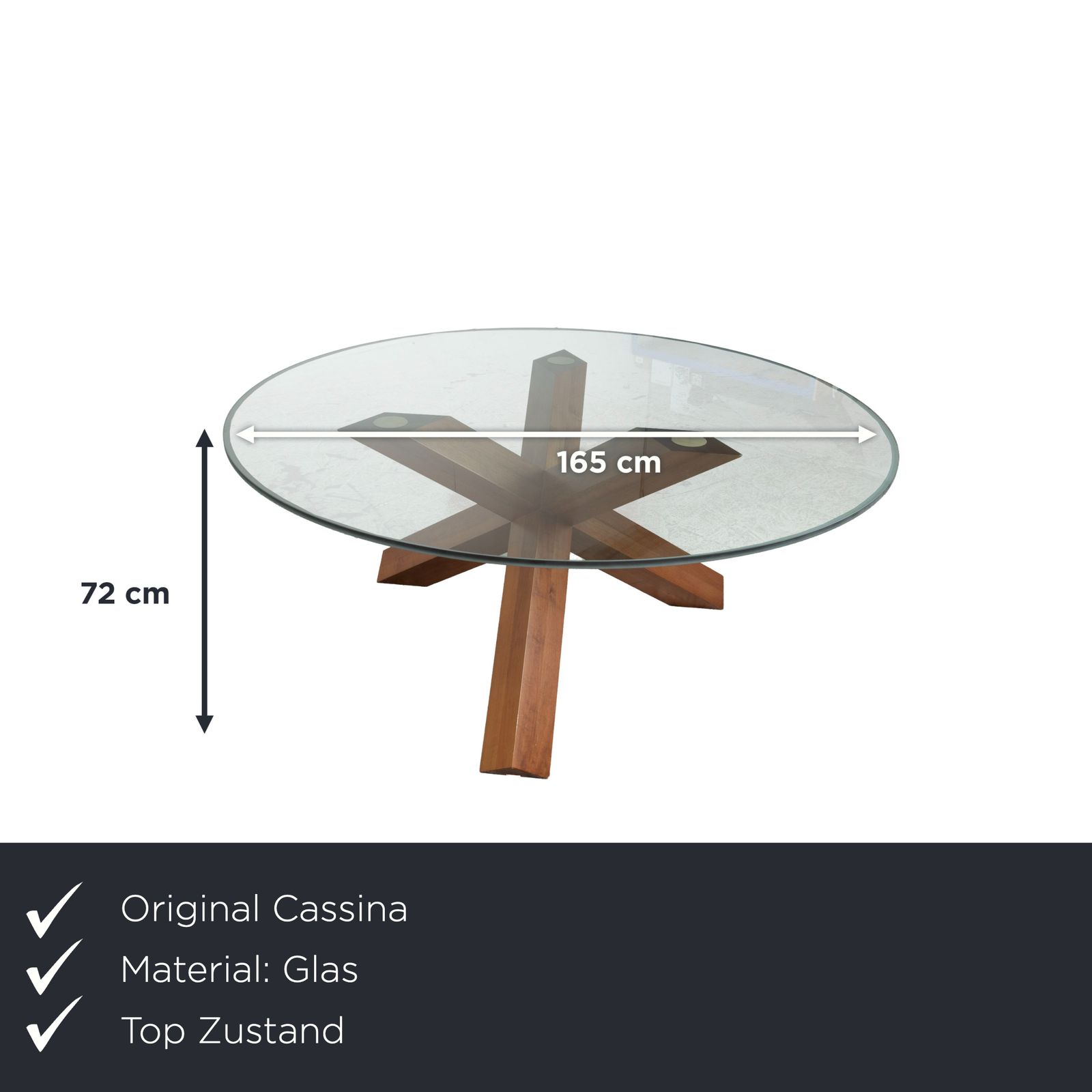 Table à manger Cassina La Rotonda 452 en verre et bois brun photo furniture