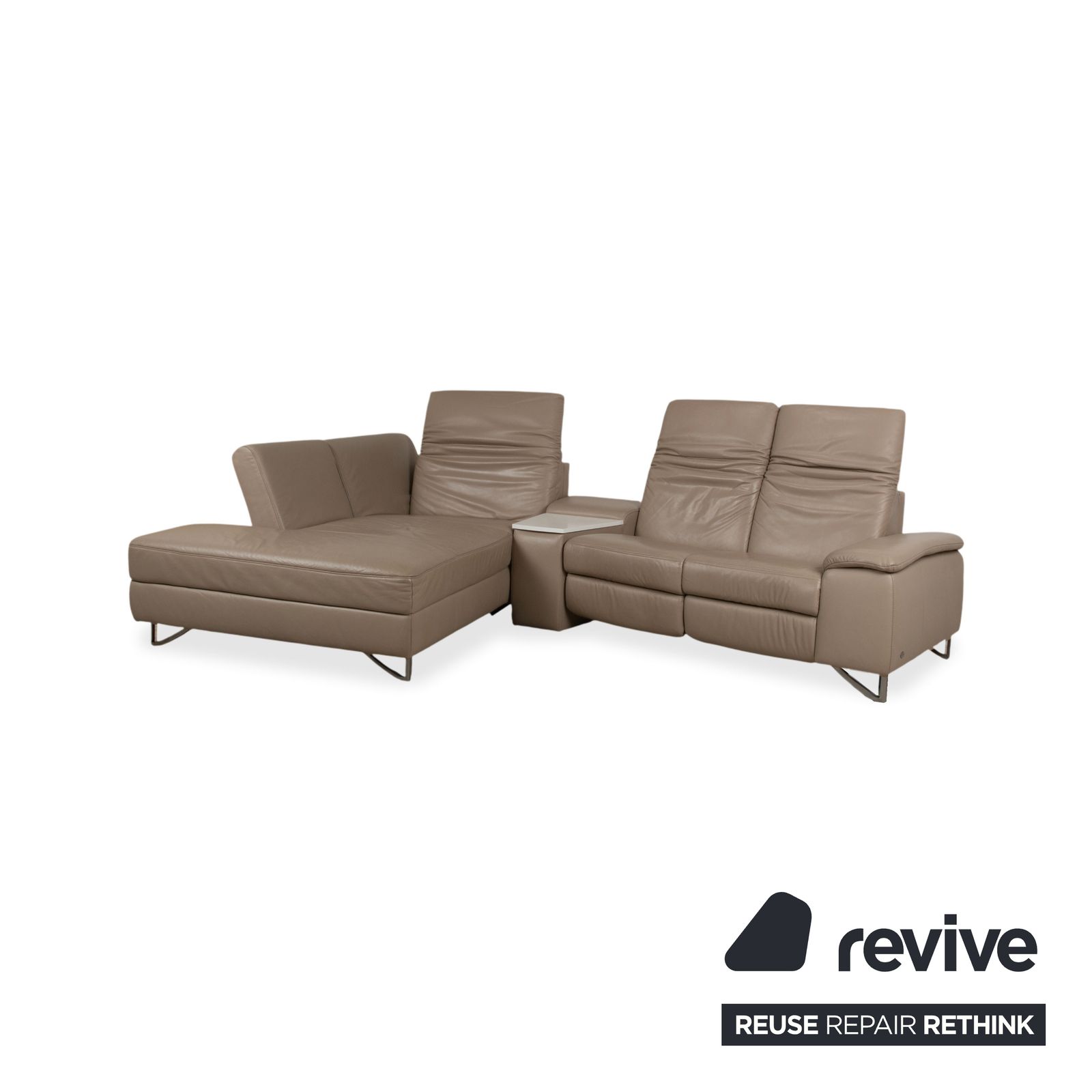 Himolla 1401 Leren Hoekbank Bruin Taupe Manuele Functie photo Meubels