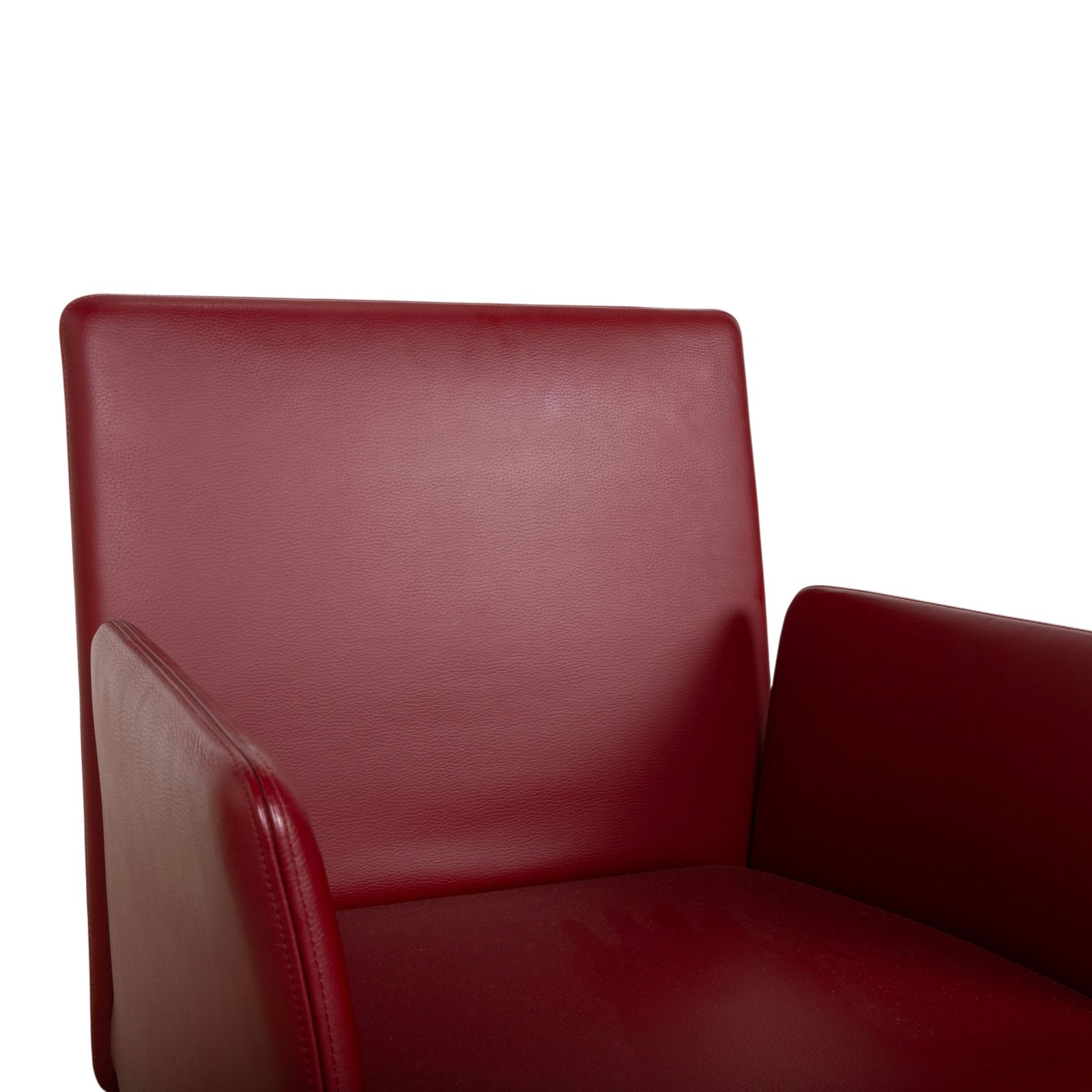 Lot de 4 chaises Walter Knoll Jason en cuir rouge, piètement luge photo vintage