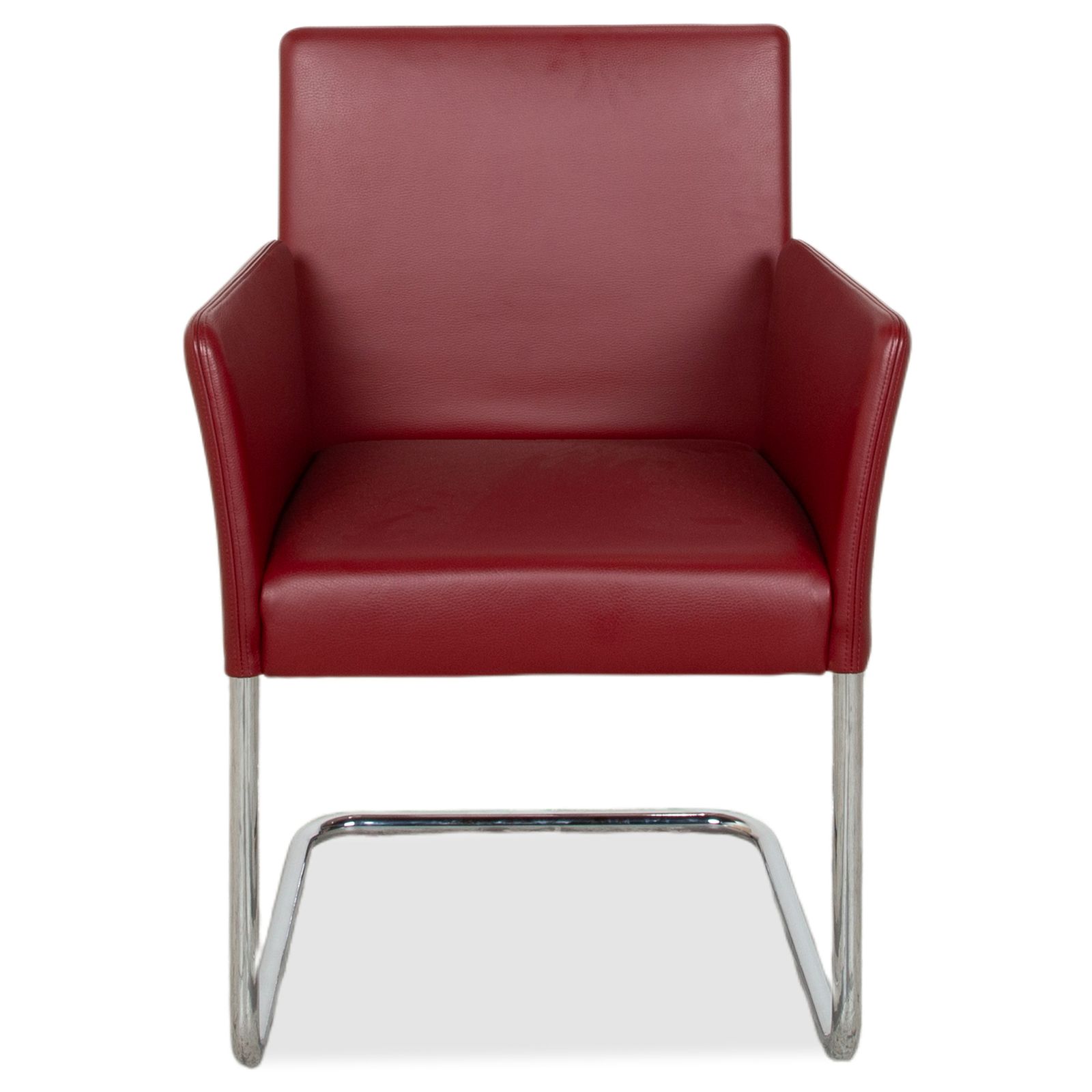 Mobilier Lot de 4 chaises Walter Knoll Jason en cuir rouge, piètement luge photo