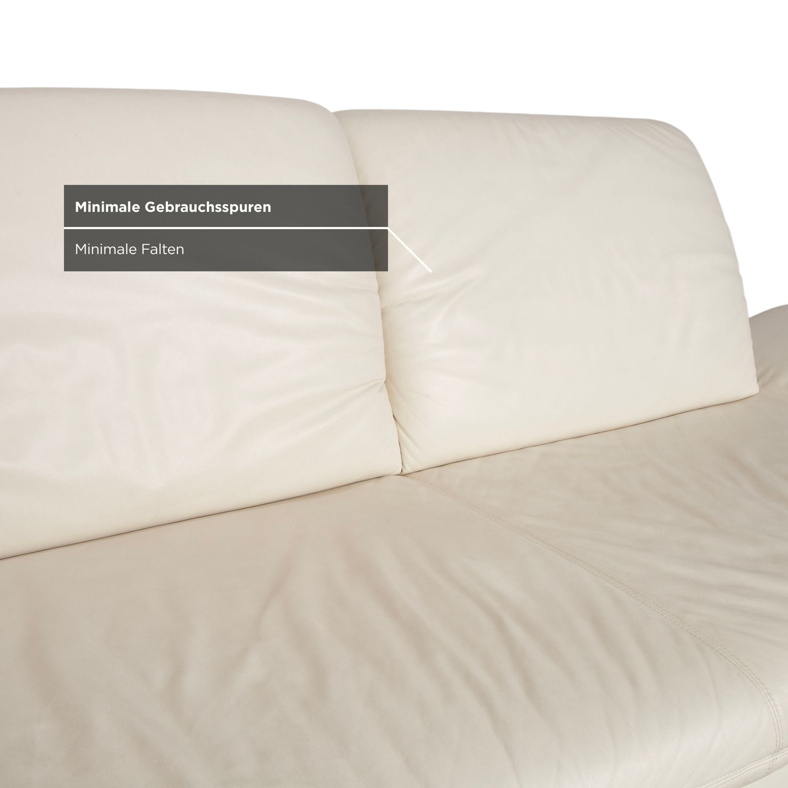 photo furniture Canapé 3 places Koinor Rivoli en cuir blanc crème, fonction manuelle