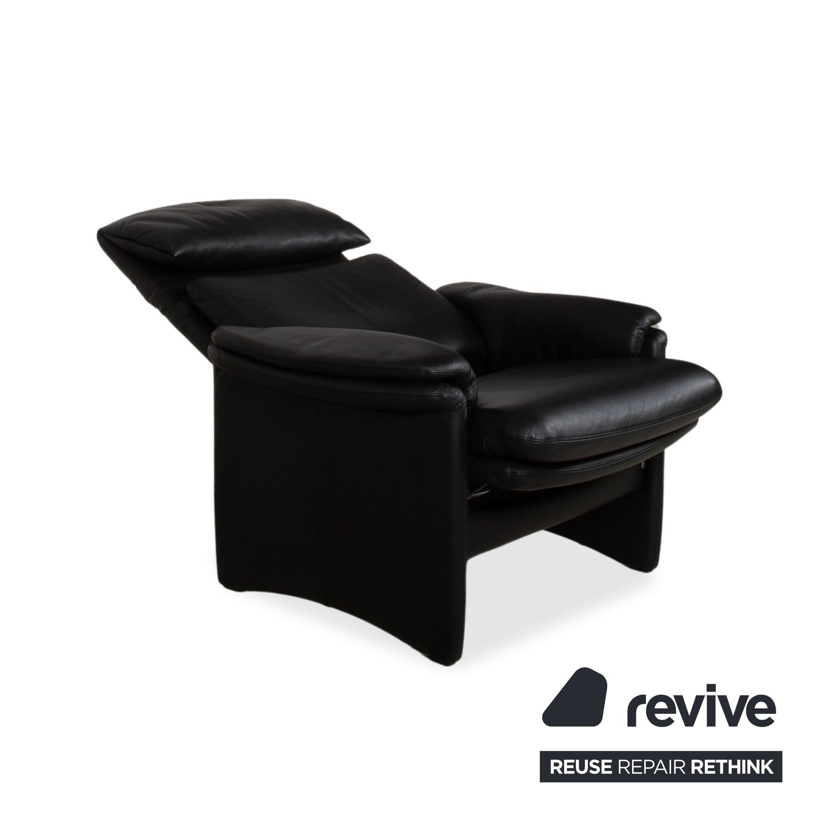 Fauteuil Erpo Lugano en cuir noir, fonction manuelle photo 1005.0
