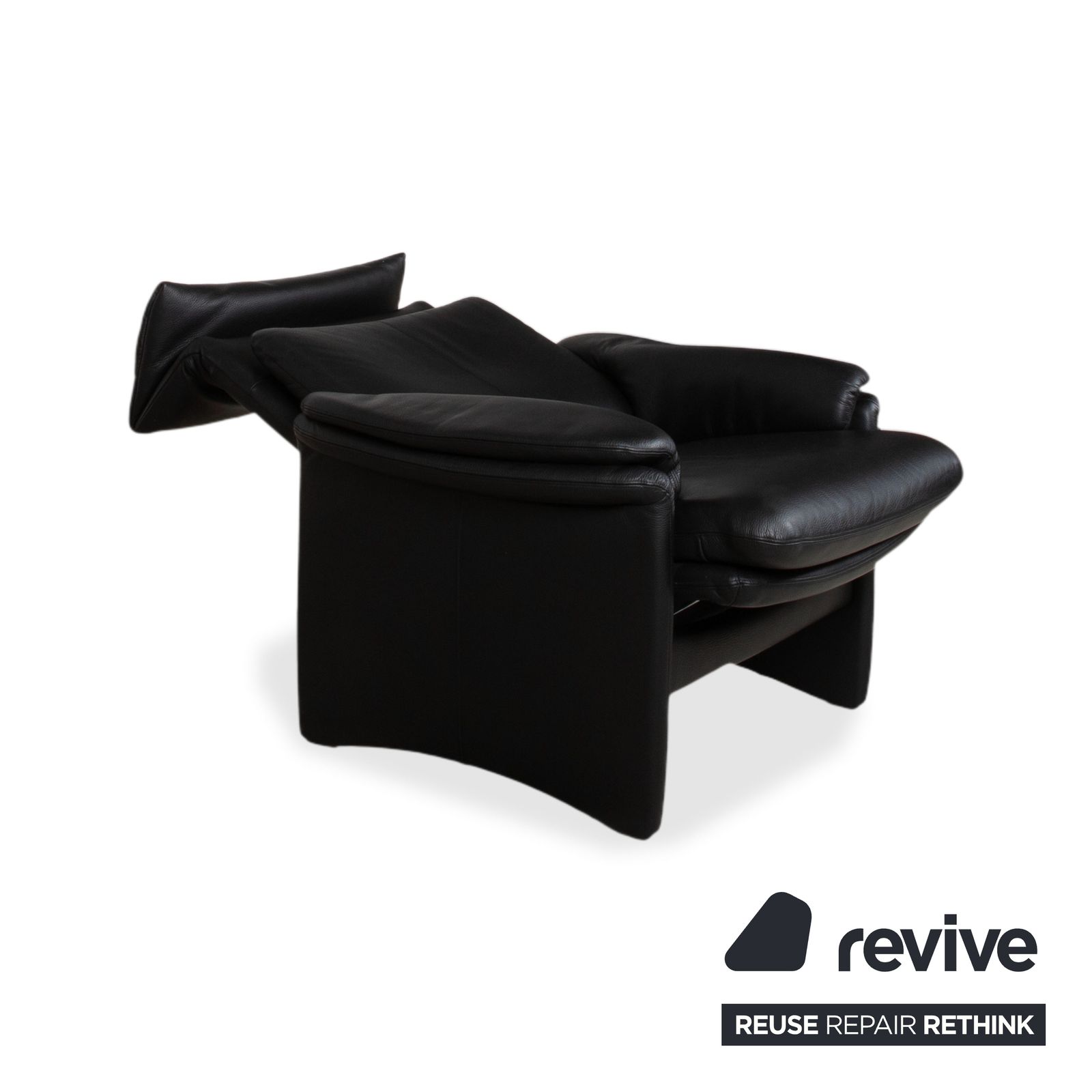 Fauteuil Erpo Lugano en cuir noir, fonction manuelle photo vinterior