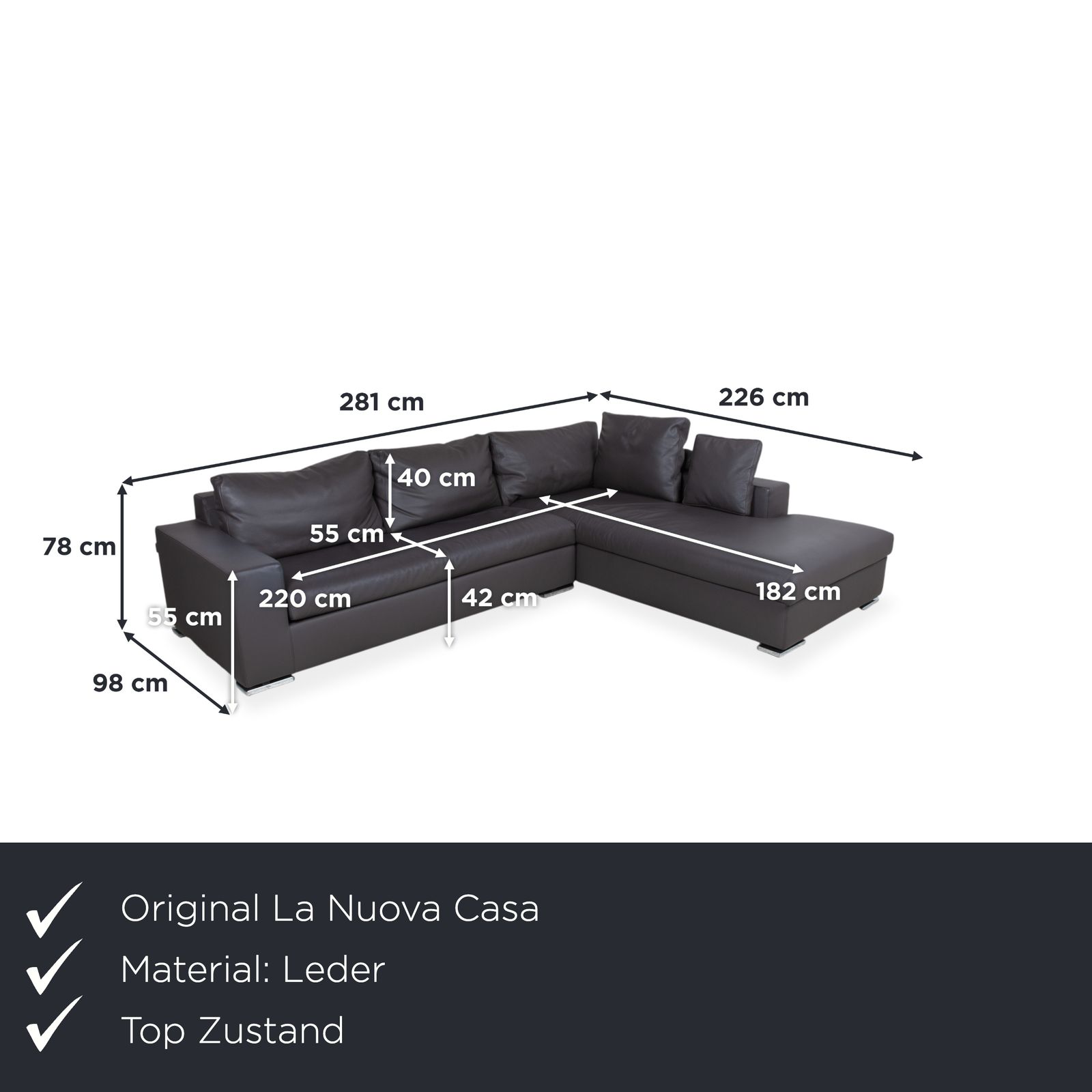 La Nuova Casa Halma Leather Corner Sofa Black photo furniture