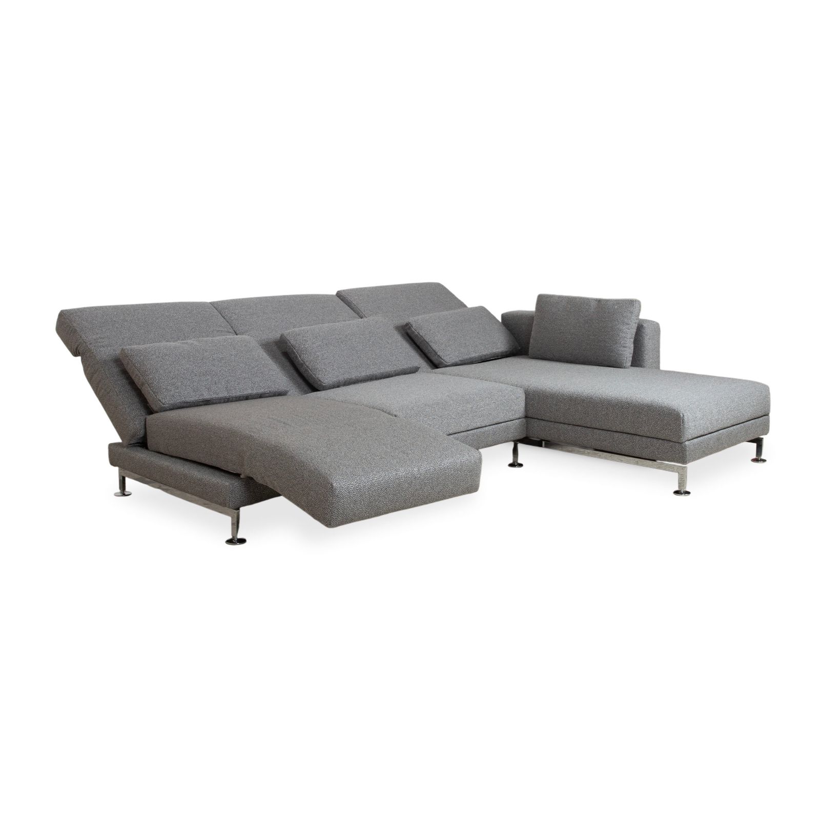 Brühl Moule Fabric Corner Sofa, Grey, Manual Reclining Function, Right Hand Chaise, Reupholstered In Glow 534 photo buy