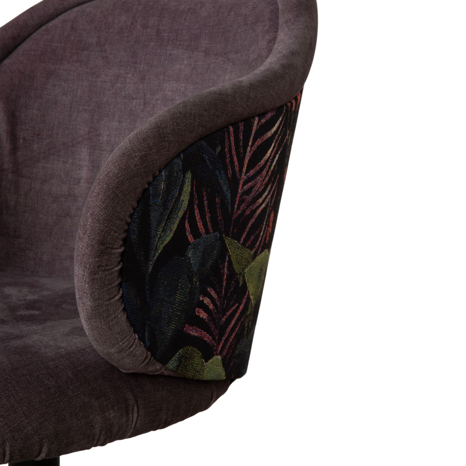 Lot de 4 chaises Freifrau Ona en tissu, marron et gris à motifs photo vintage