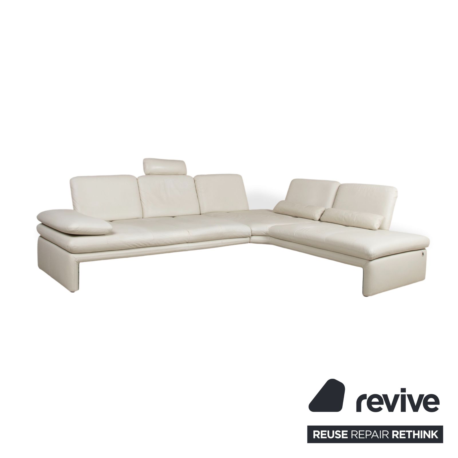 Willi Schillig Leather Corner Sofa Cream Beige Manual Function photo 1899.0