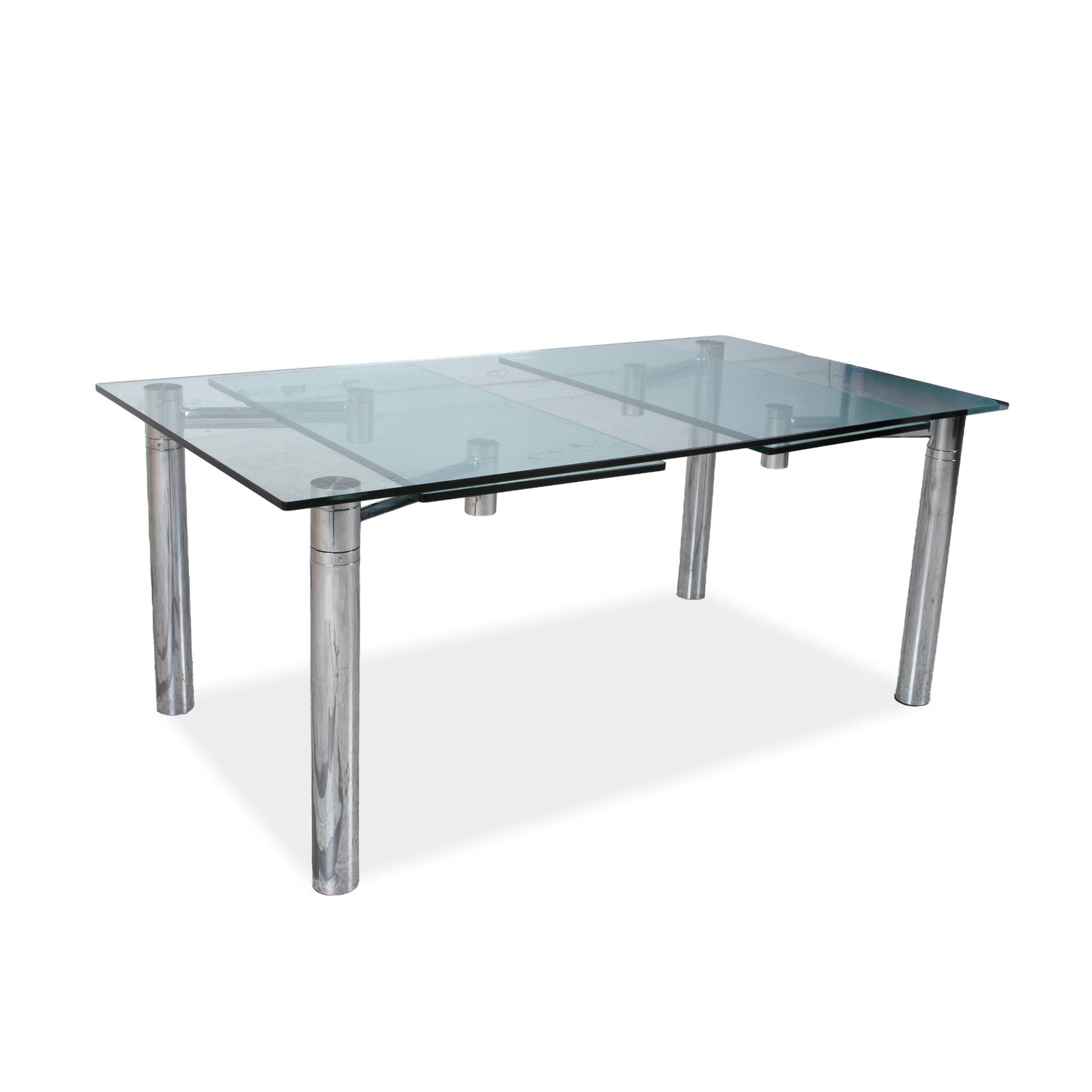Table à manger extensible Draenert Casanova en verre, argentée