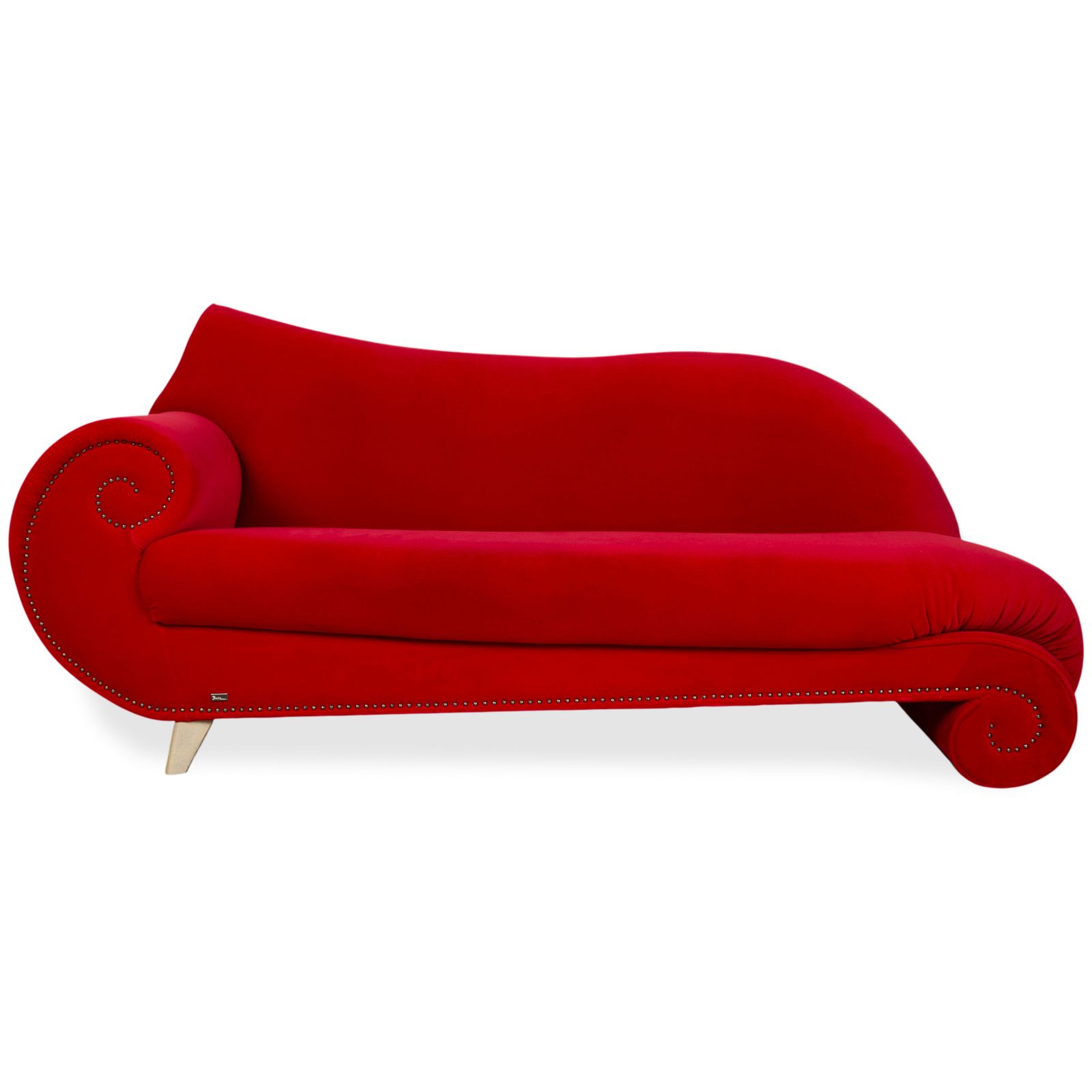Bretz Gaudi Velvet Fabric Three Seater Red Sofa
