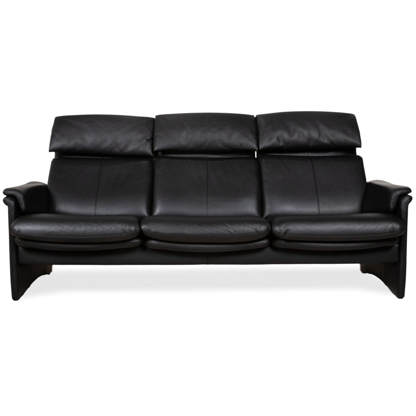 Erpo Lugano Leather Three Seater Black Manual Function Sofa