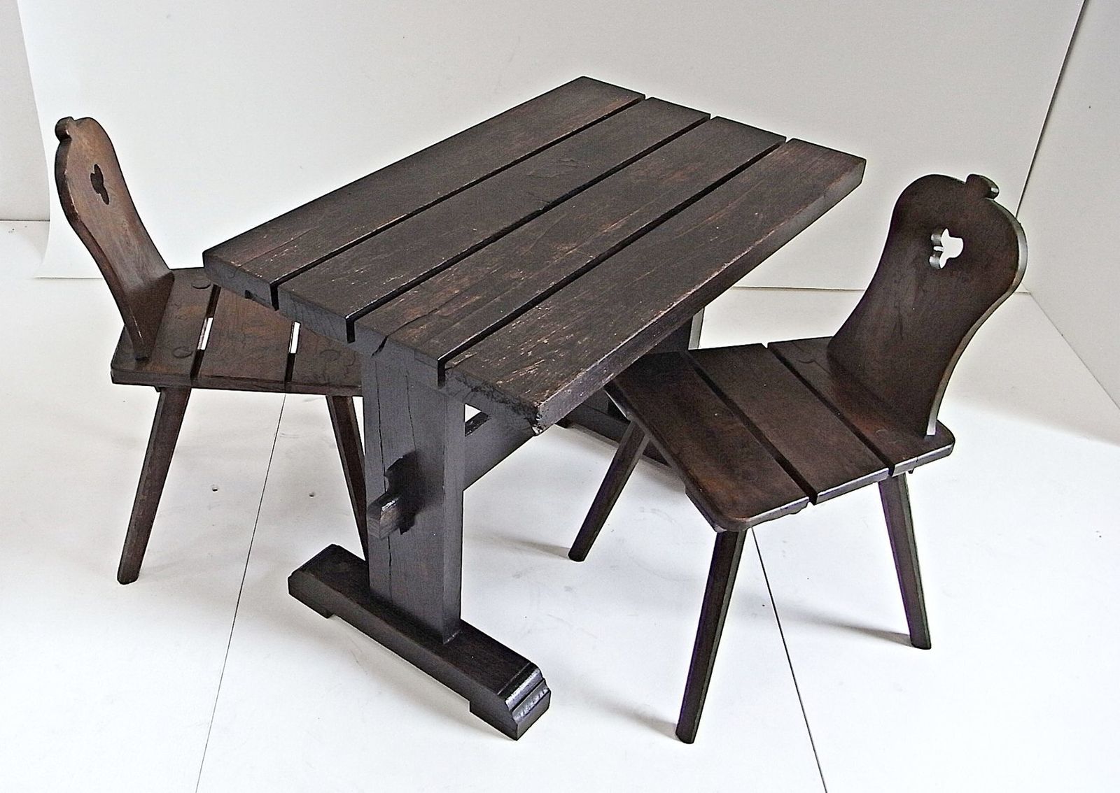 Alfons tuintafel met stoelen van massief eiken, jaren 1970, set van 3 photo for sale