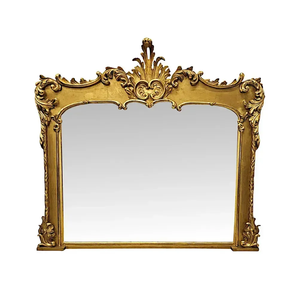 A Very Rare Early 19th Century Giltwood Overmantel Mirror